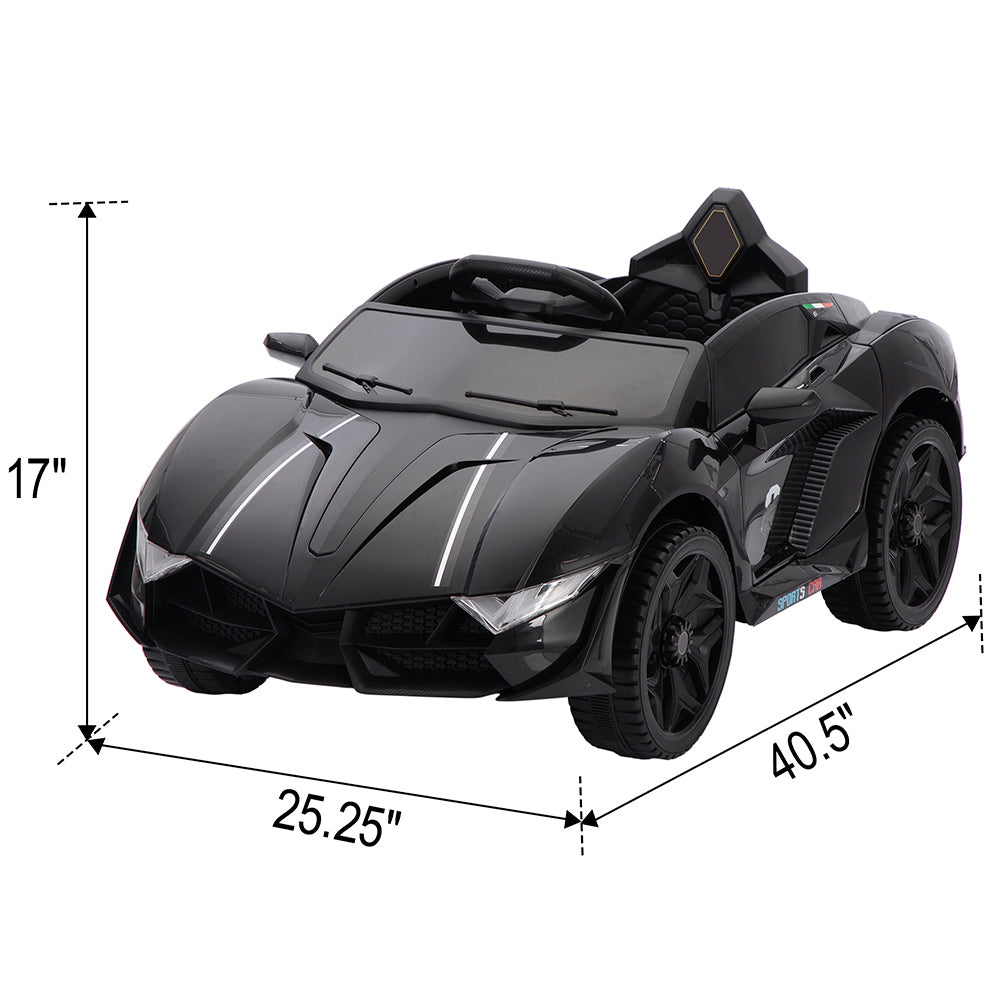 CIPACHO 12V Kids Ride on Car Electric Car with Music, LED Lights, Black