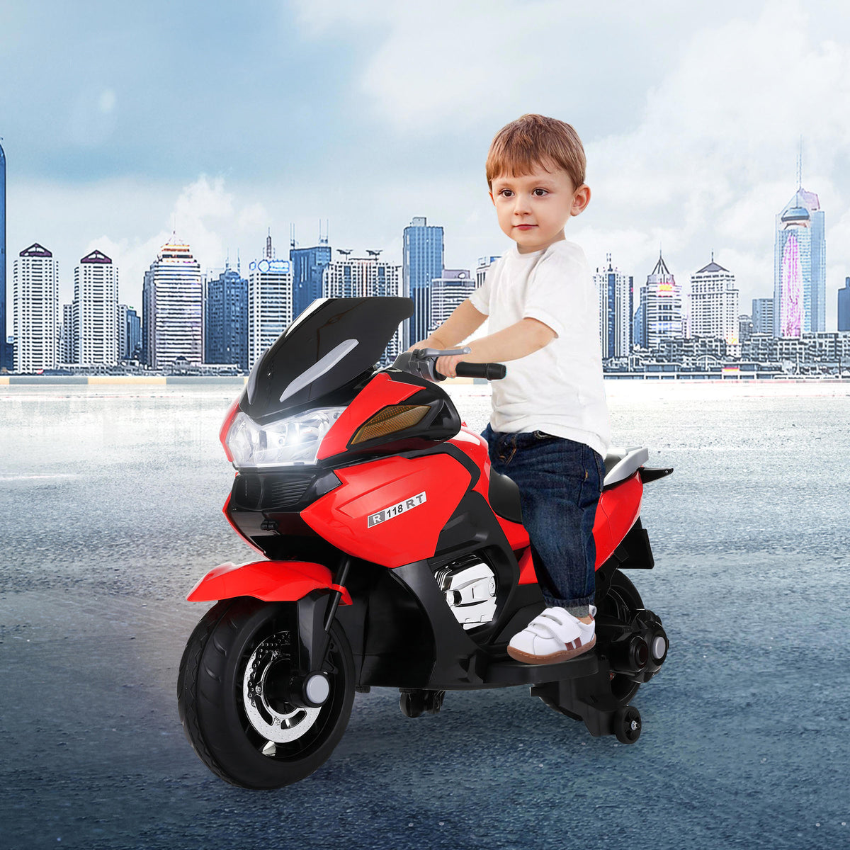 12V Kids Ride On Battery Powered Motorcycle, Electric Power Motorcycle for Kids 2-6 with LED, MP3