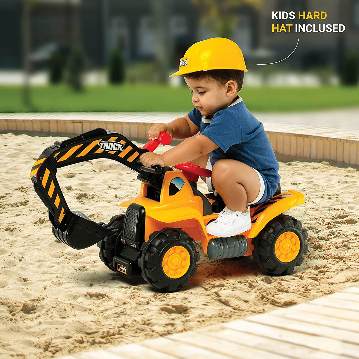 CIPACHO Tractors for Kids Ride On Excavator, Toddler Tractor Truck, Digger Bulldozer with Music and Helmet, Rocks