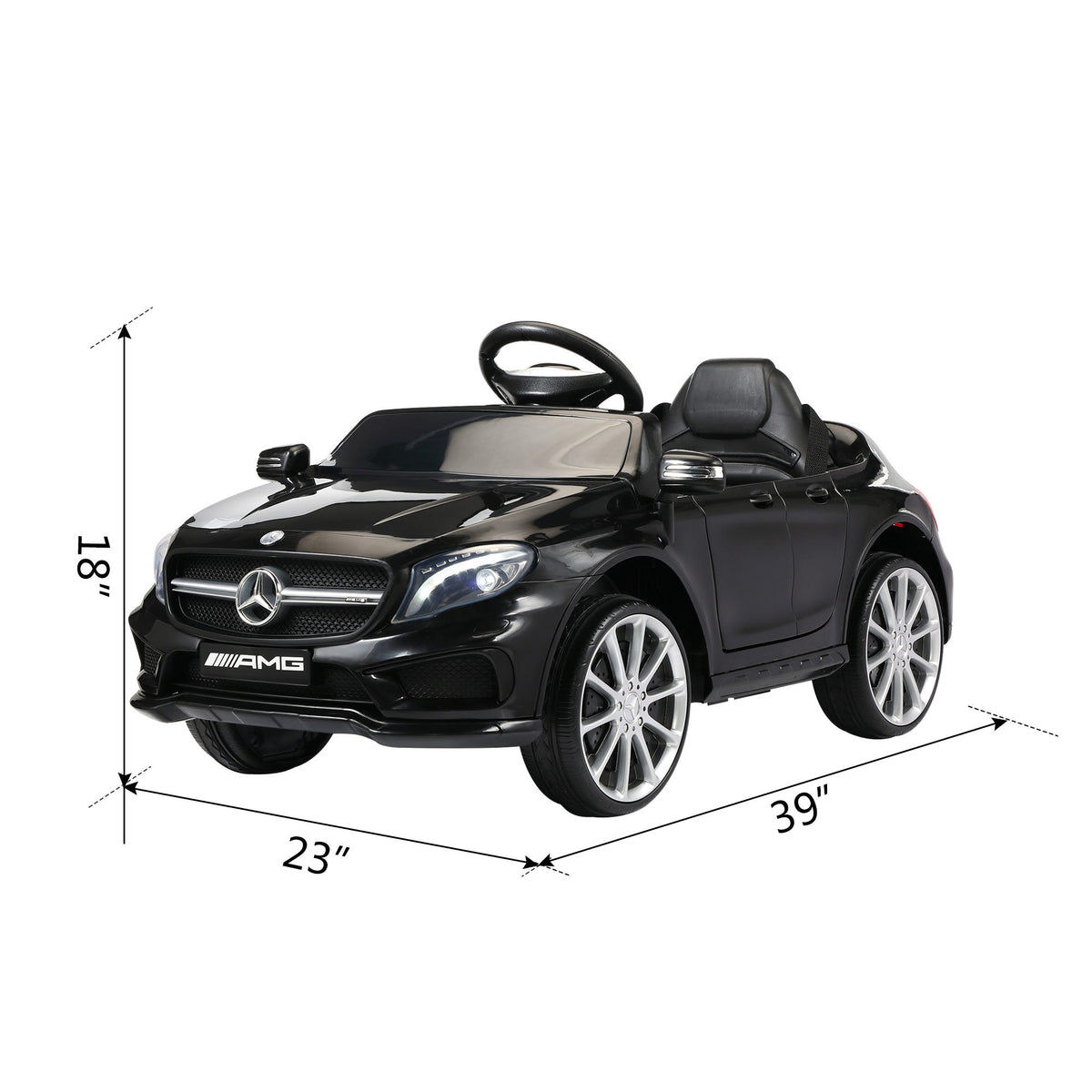 6V Kid Ride on Car Electric Vehicle with Parental Remote Control, MP3 Player, Headlights (Black)