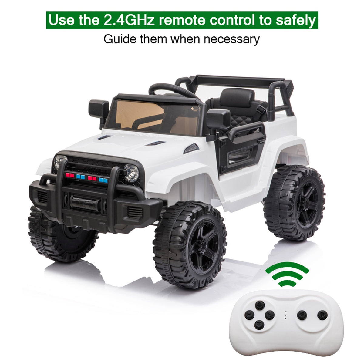 Kids Ride On Truck, Remote Control Kids Electric Ride-on Car, 12V Battery Motorized Vehicles Age 3-5 with 3 Speeds (White)