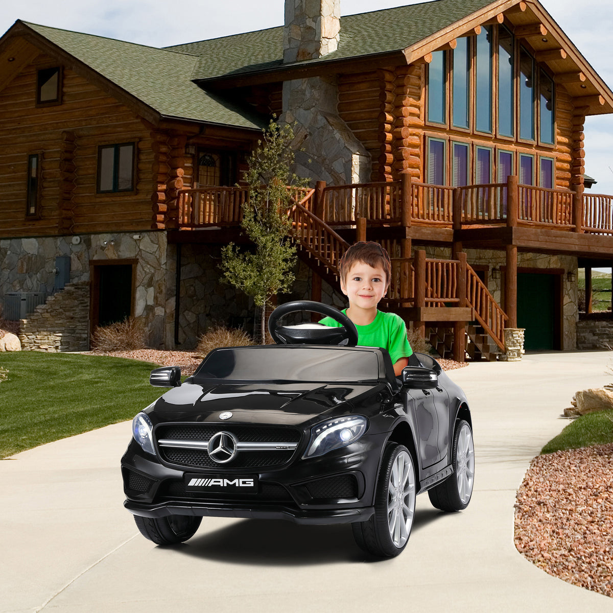 6V Kid Ride on Car Electric Vehicle with Parental Remote Control, MP3 Player, Headlights (Black)