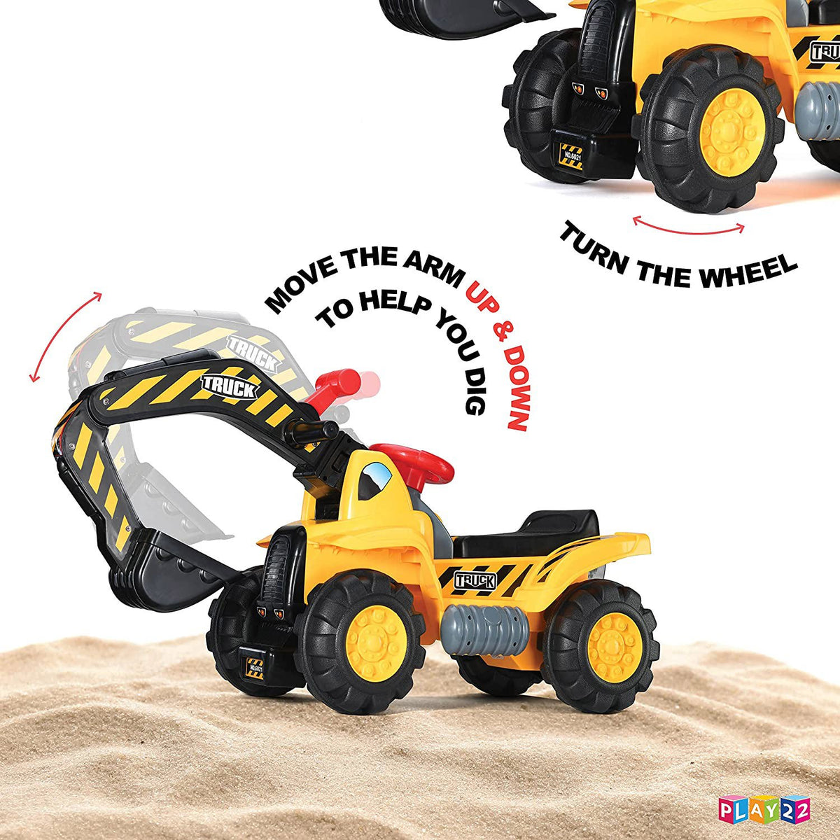 CIPACHO Tractors for Kids Ride On Excavator, Toddler Tractor Truck, Digger Bulldozer with Music and Helmet, Rocks