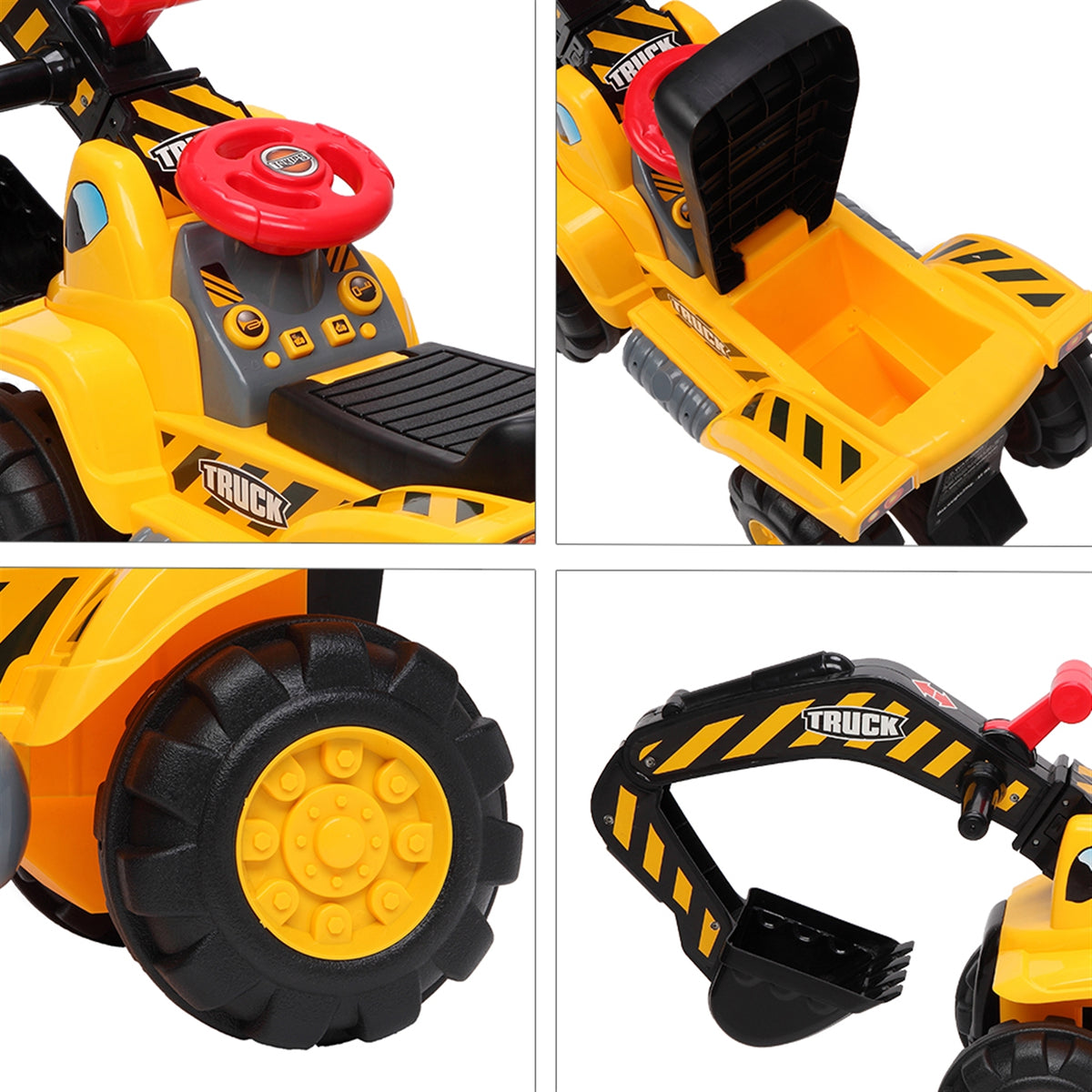 CIPACHO Tractors for Kids Ride On Excavator, Toddler Tractor Truck, Digger Bulldozer with Music and Helmet, Rocks