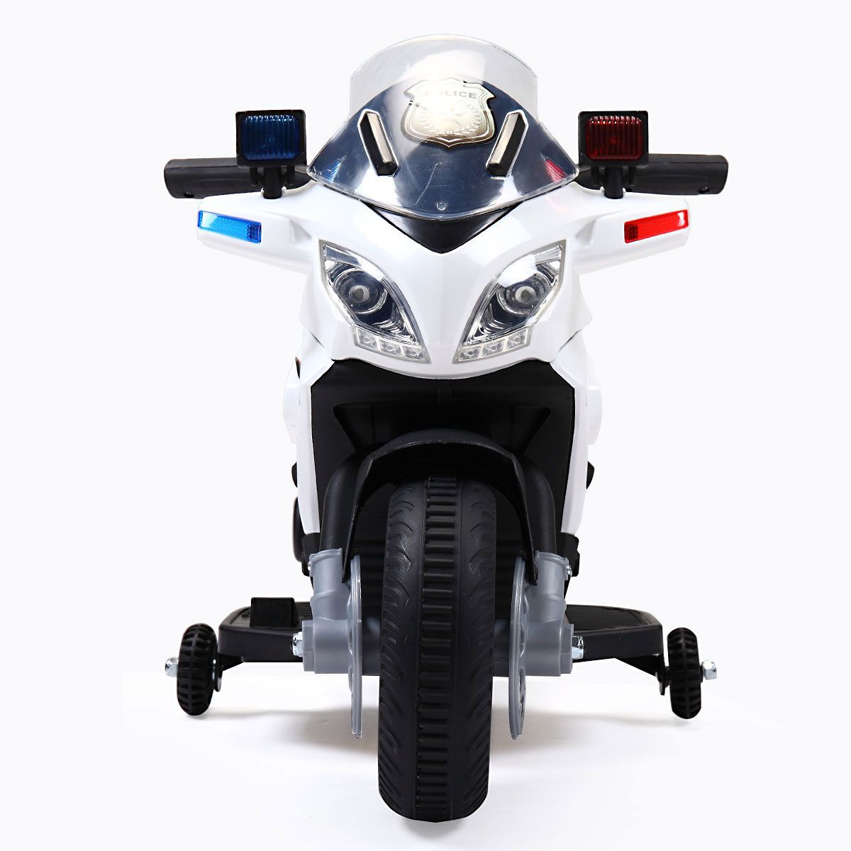 6V Battery Powered Kids Ride on Police Motorcycle, Electric Car Toy with Training Wheel, White