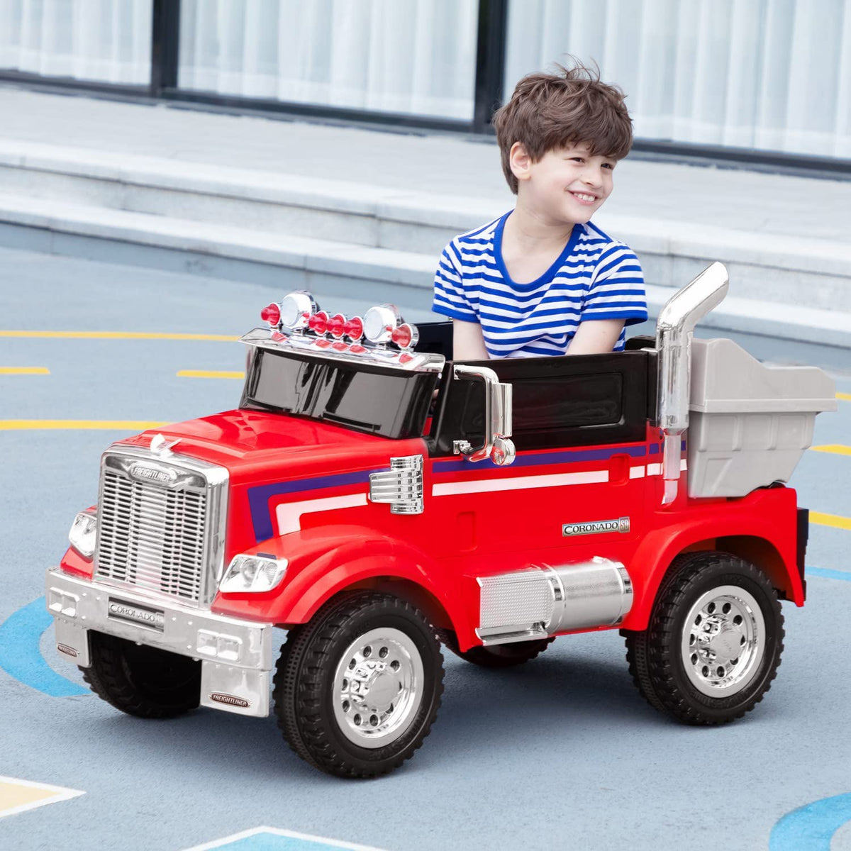 CIPACHO 12V Kids Battery Electric Ride On Car Toy with Remote Control, Transformers Die-Cast Vehicle W/ Music, Rear Loader,Red