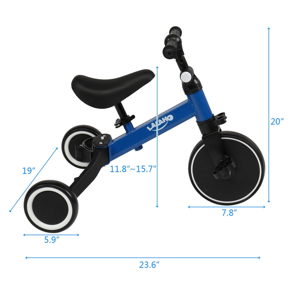 3 in 1 Kids Tricycles, Toddler Baby Bike with Adjustable Seat Height and Removable Pedal