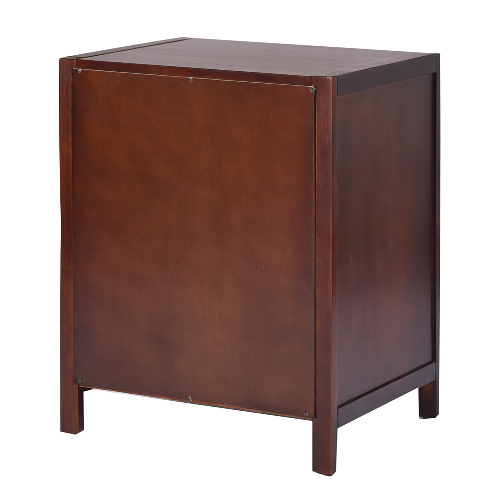 Traditional Solid Wood Storage Nightstand, Brown