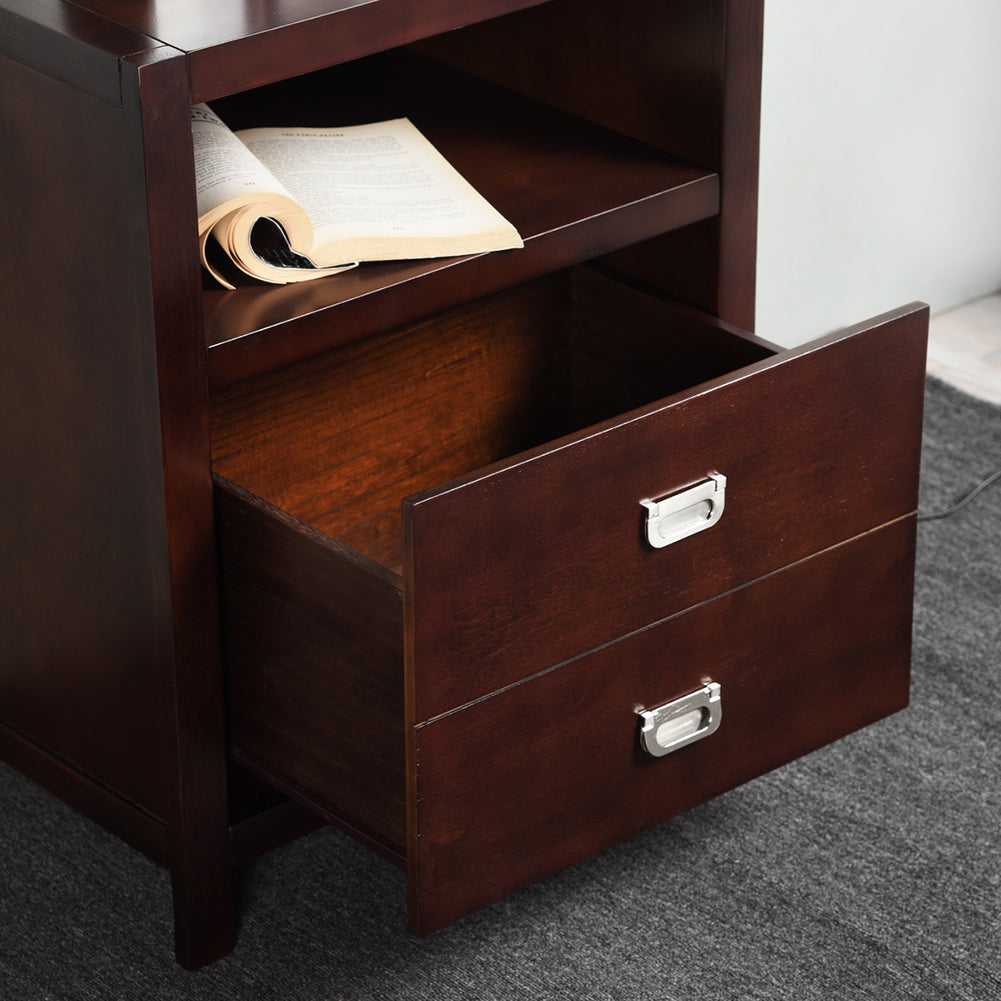 Traditional Solid Wood Storage Nightstand, Brown