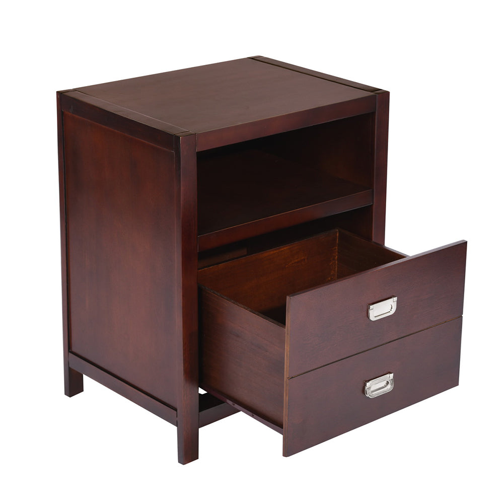 Traditional Solid Wood Storage Nightstand, Brown