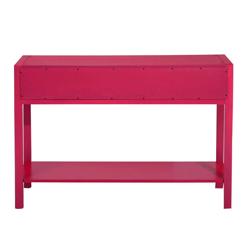 Wooden Console Table 2-Drawer Writing Desk, Rose Red