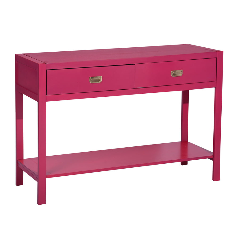 Wooden Console Table 2-Drawer Writing Desk, Rose Red