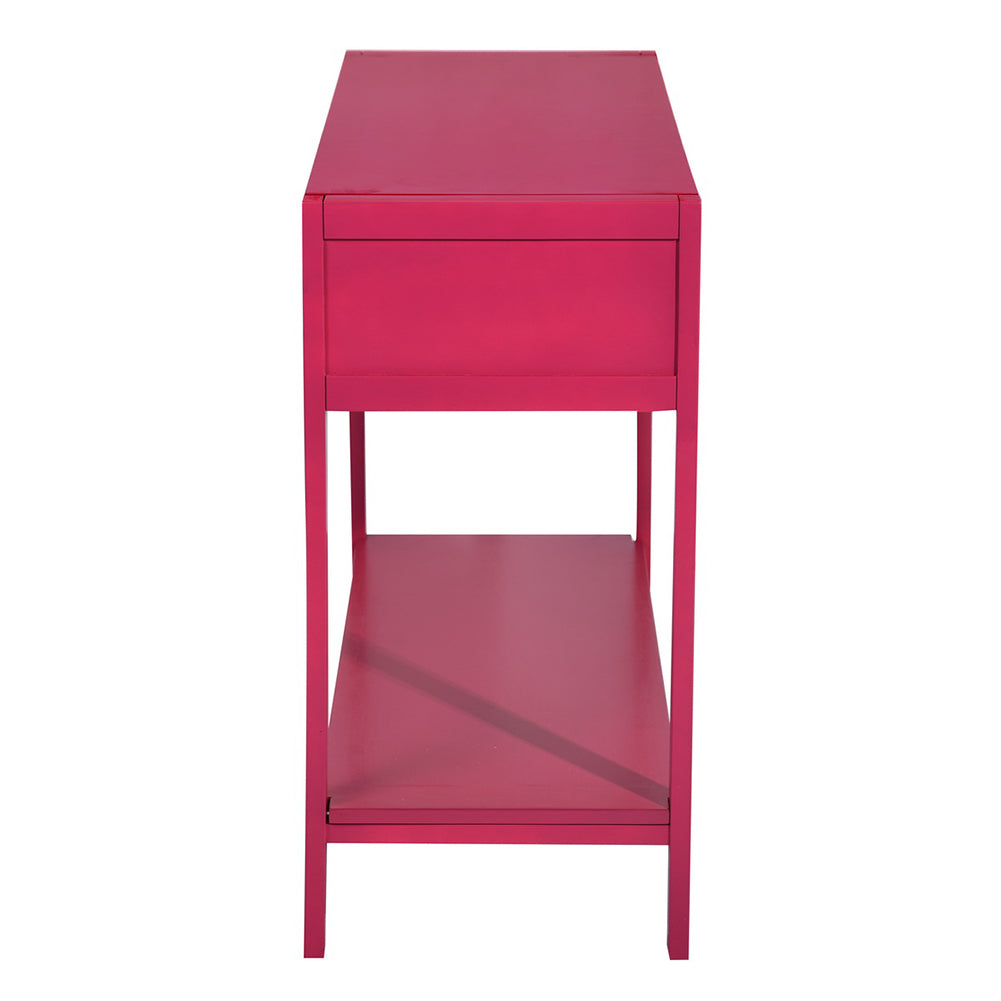 Wooden Console Table 2-Drawer Writing Desk, Rose Red