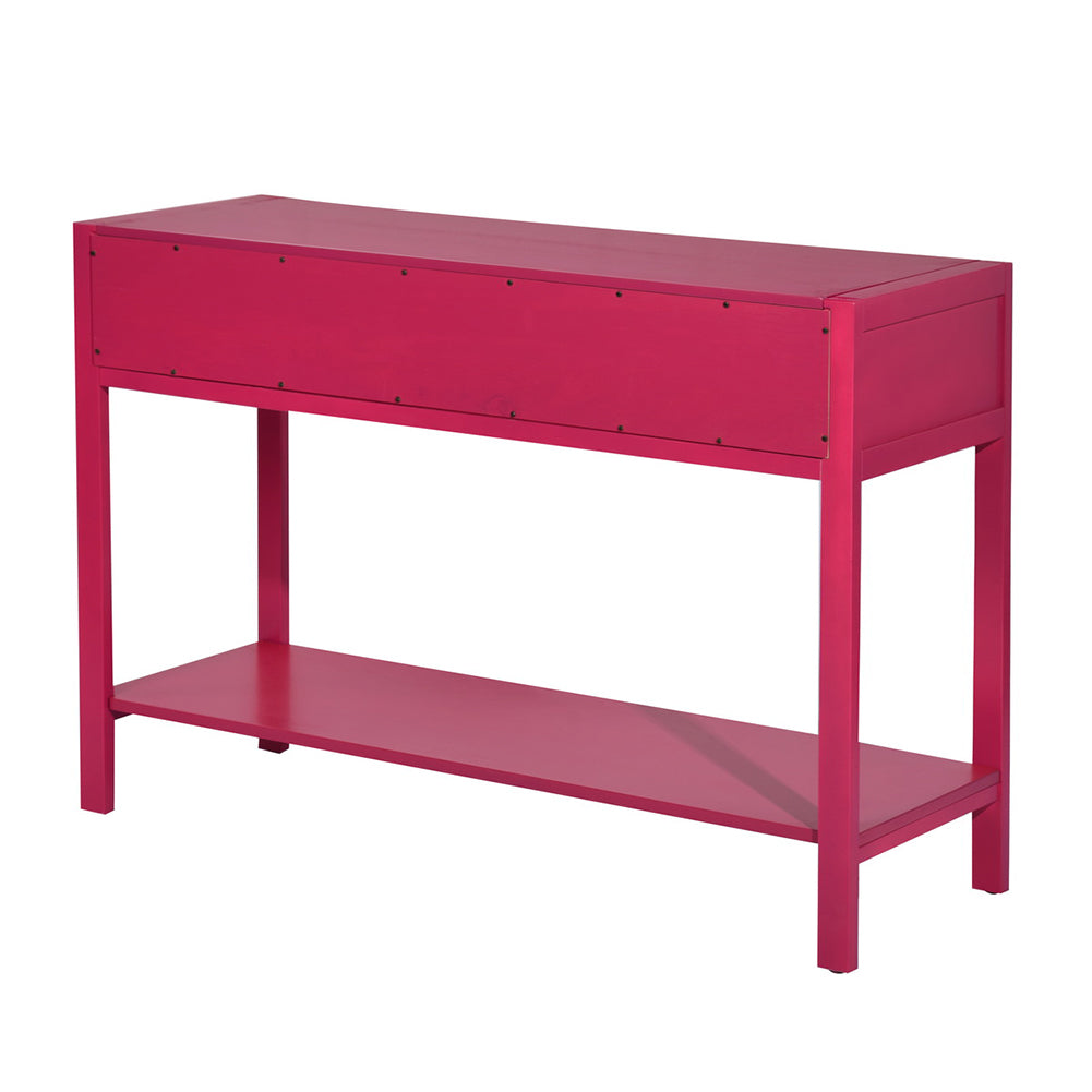 Wooden Console Table 2-Drawer Writing Desk, Rose Red