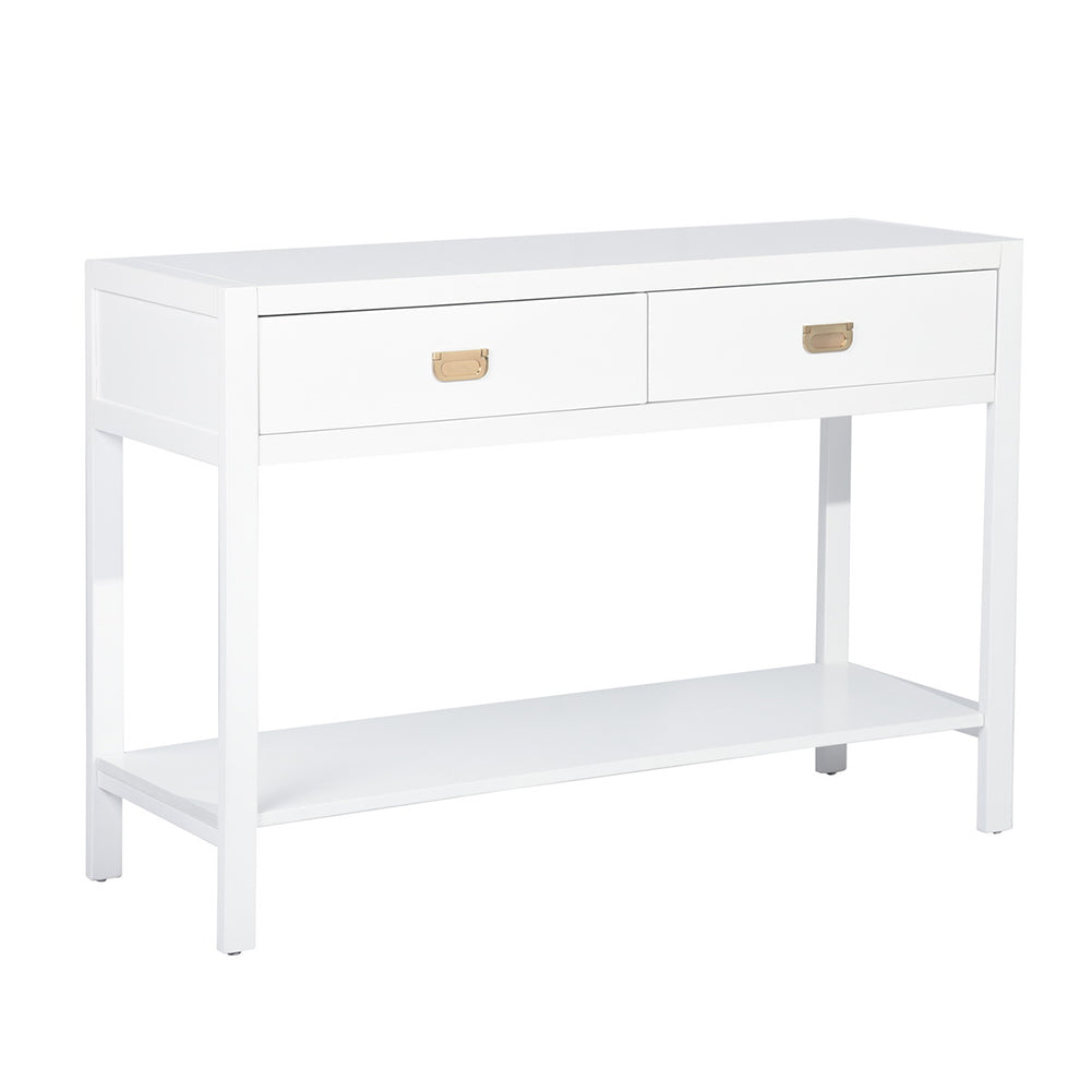 Wooden Console Table 2-Drawer Writing Desk, White