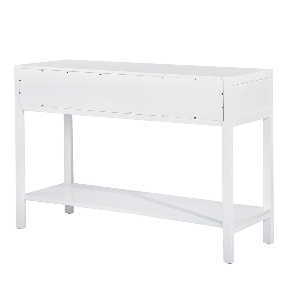 Wooden Console Table 2-Drawer Writing Desk, White