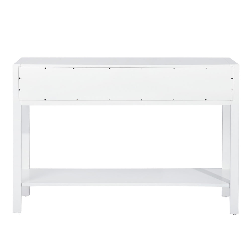 Wooden Console Table 2-Drawer Writing Desk, White