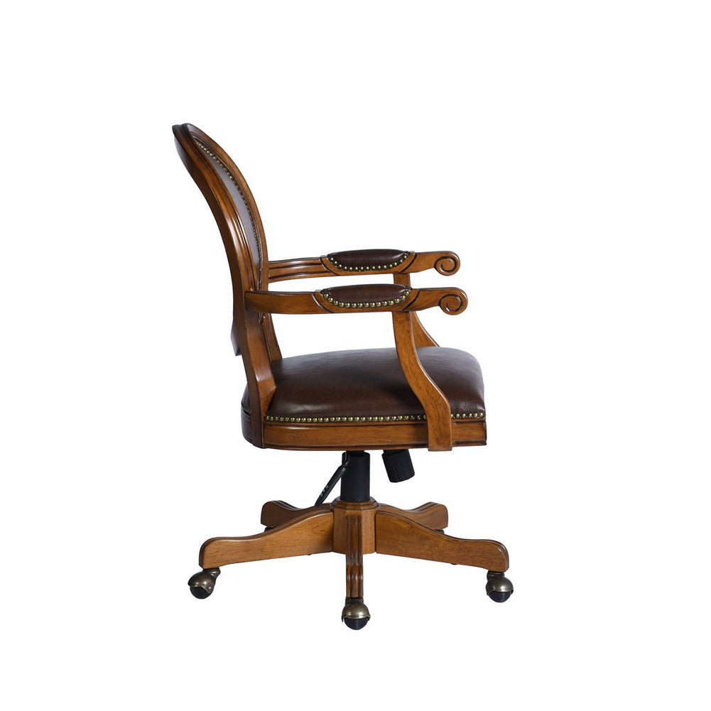 Solid Wood Home Office Task Chair, Brown