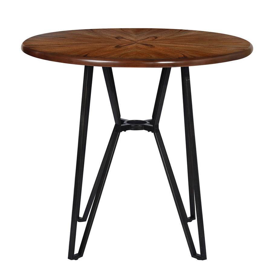 Round Solid Wood Bar Table, Black & Rustic Brown