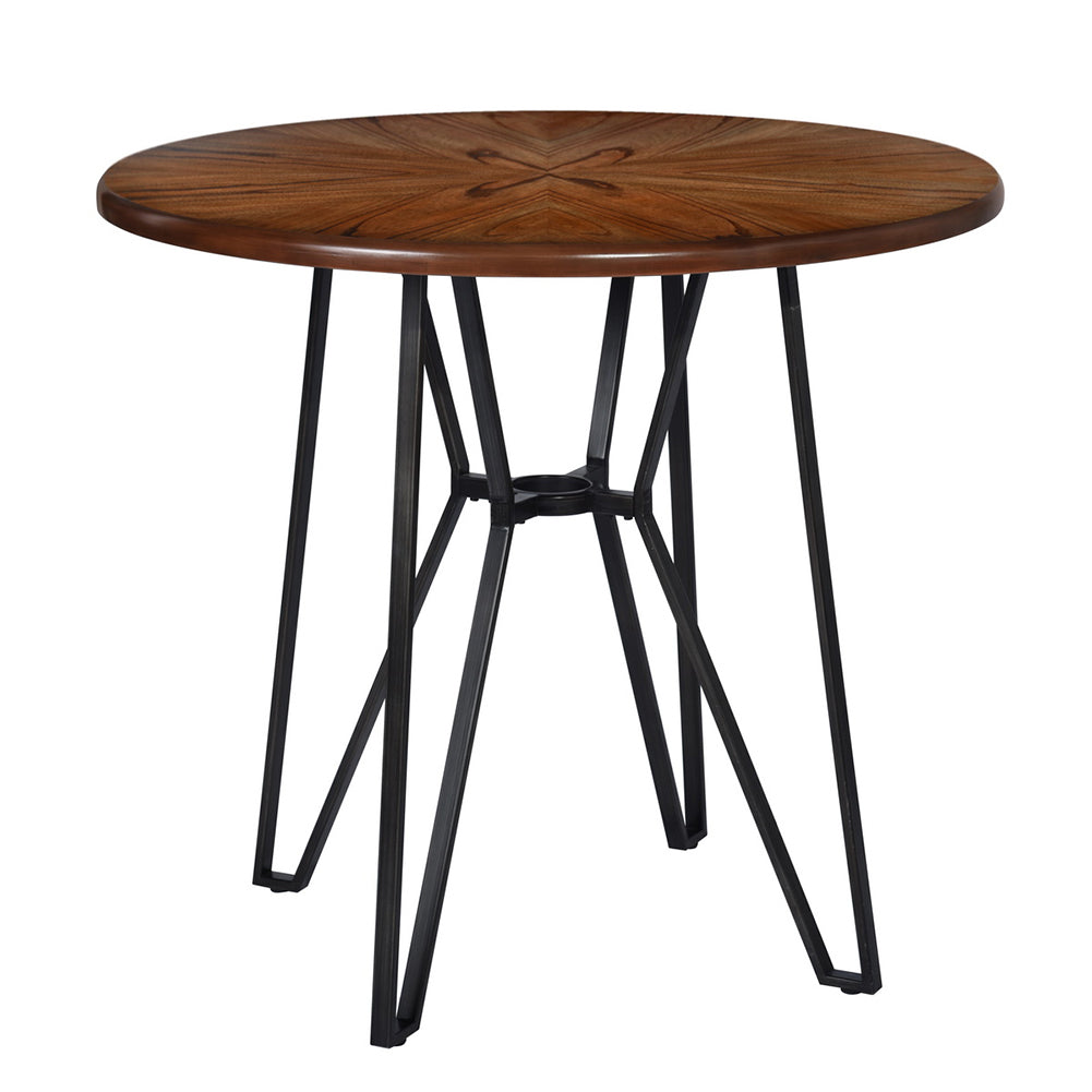 Round Solid Wood Bar Table, Black & Rustic Brown