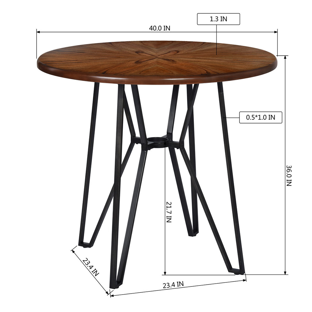 Round Solid Wood Bar Table, Black & Rustic Brown