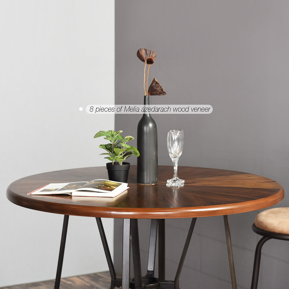 Round Solid Wood Bar Table, Black & Rustic Brown