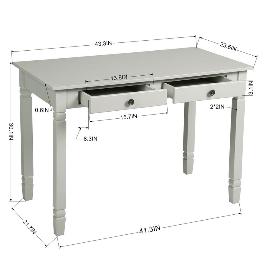 Home Office 43'' Computer Board Desk With 2 Drawers, White