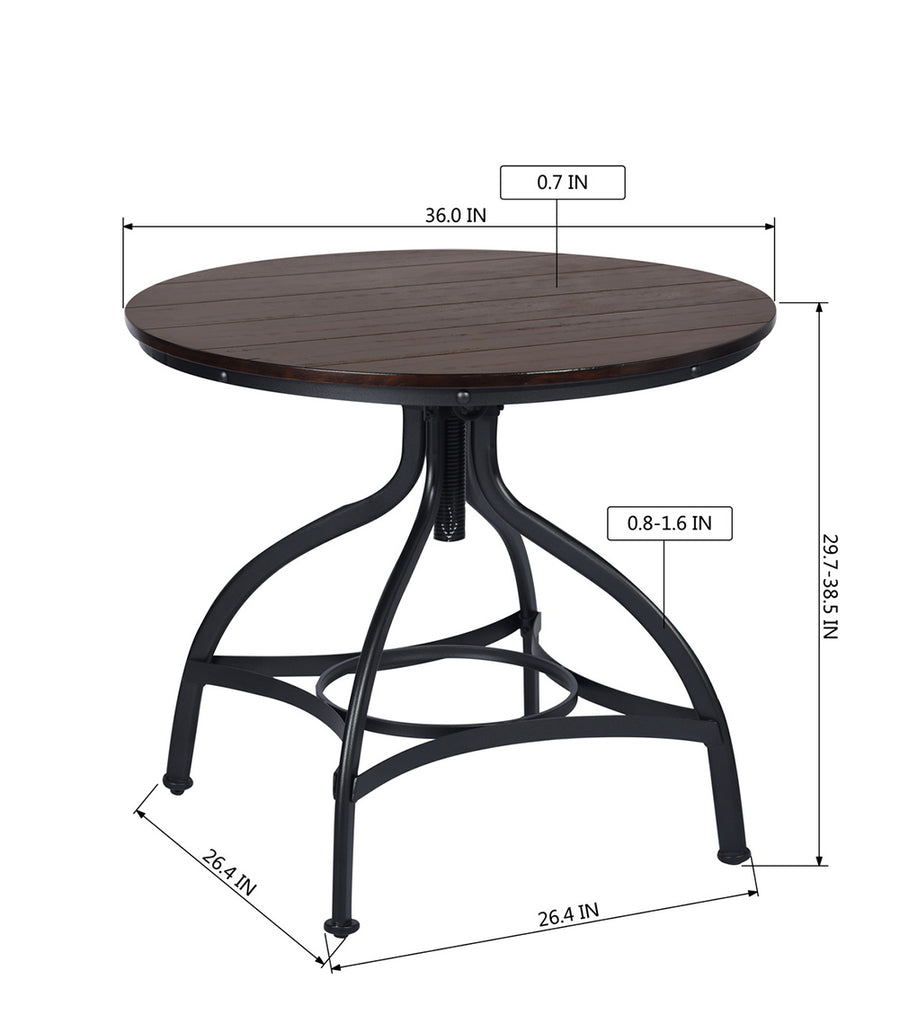 5-Piece Industrial Style Round Bar Table&Stools Set