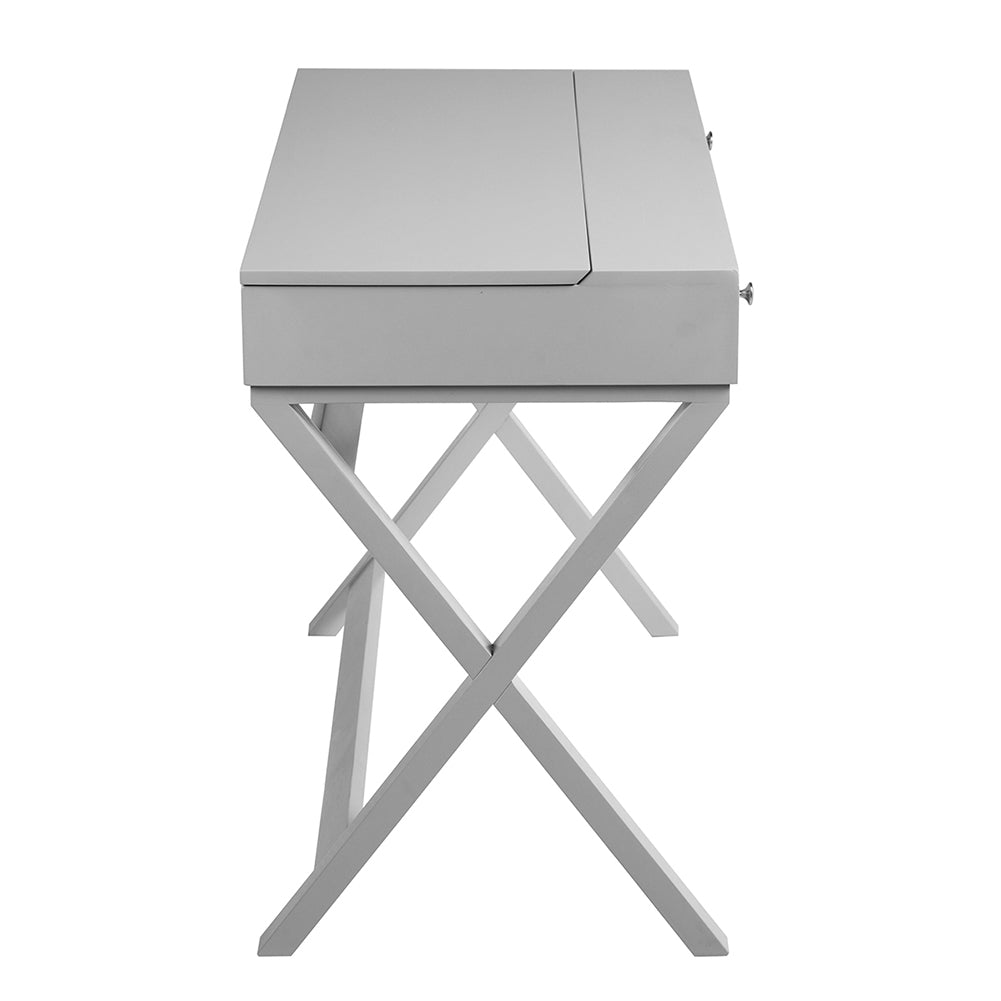 Wood 2-Drawer Writing Desk with Lifting Desktop, Gray