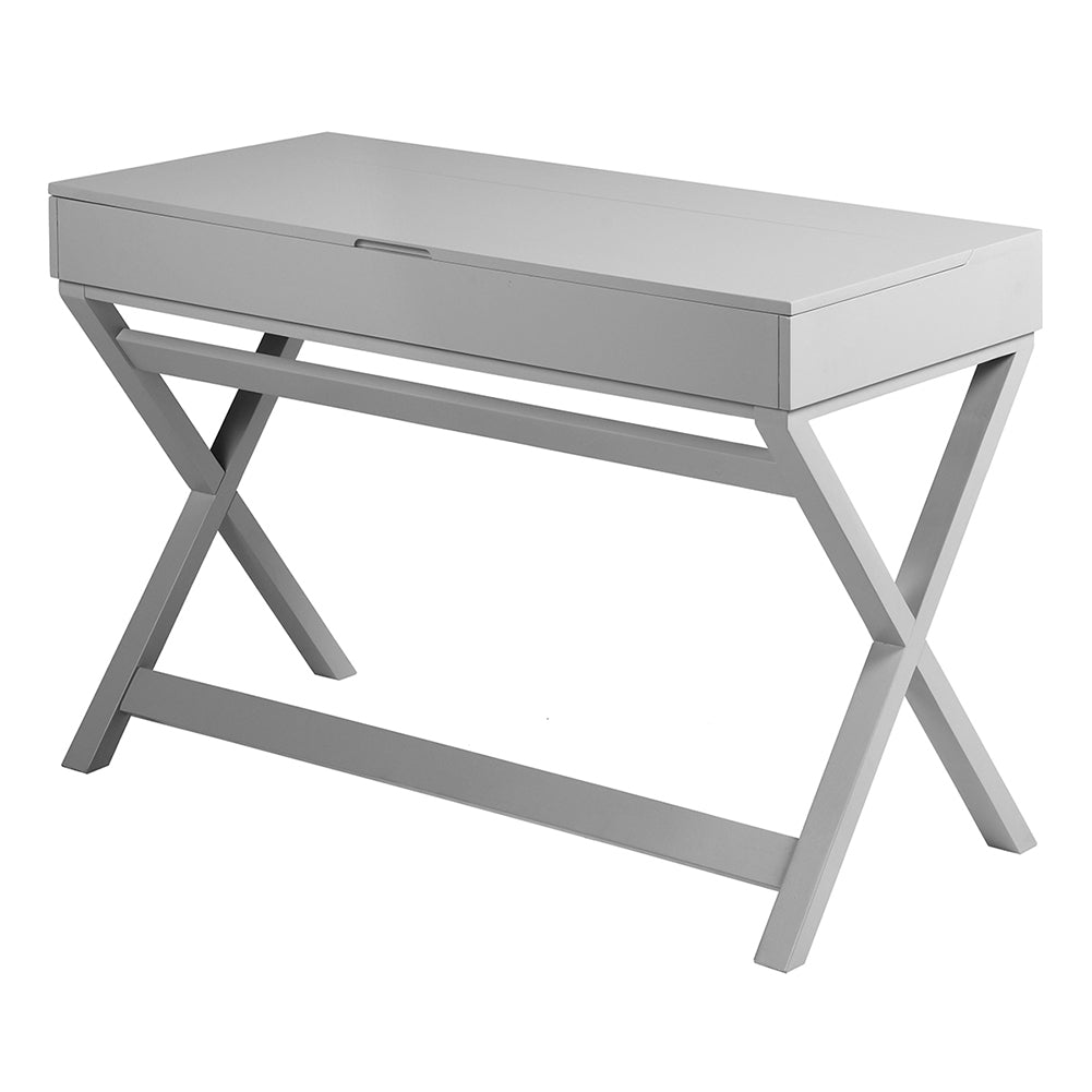 Wood 2-Drawer Writing Desk with Lifting Desktop, Gray