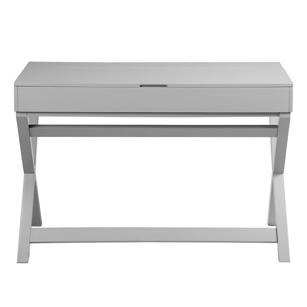 Wood 2-Drawer Writing Desk with Lifting Desktop, Gray