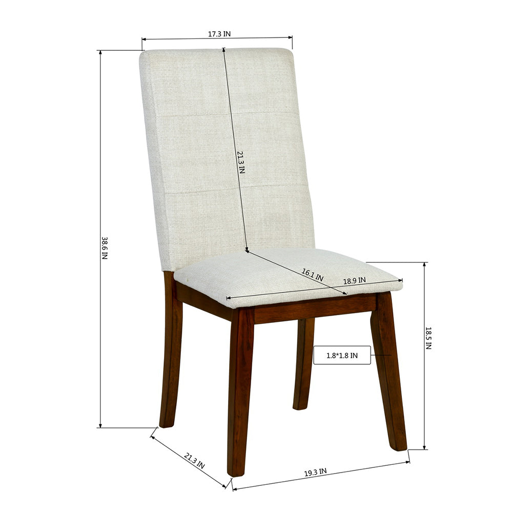 Fabric Upholstery Wooden Dining Chair (Set of 2) Beige