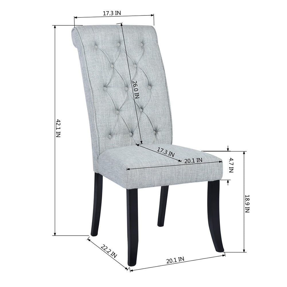 Tufted Upholstered Side Chair/Dinning Chair (Set of 2), Gray