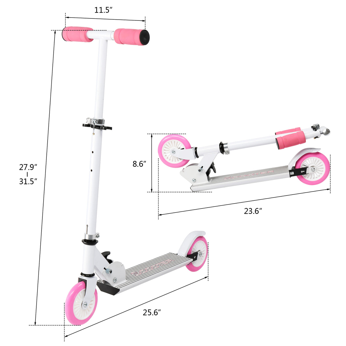 Kick Scooter for Kids and Teens, T-Bar Foldable Scooter with 3 Height Adjustable