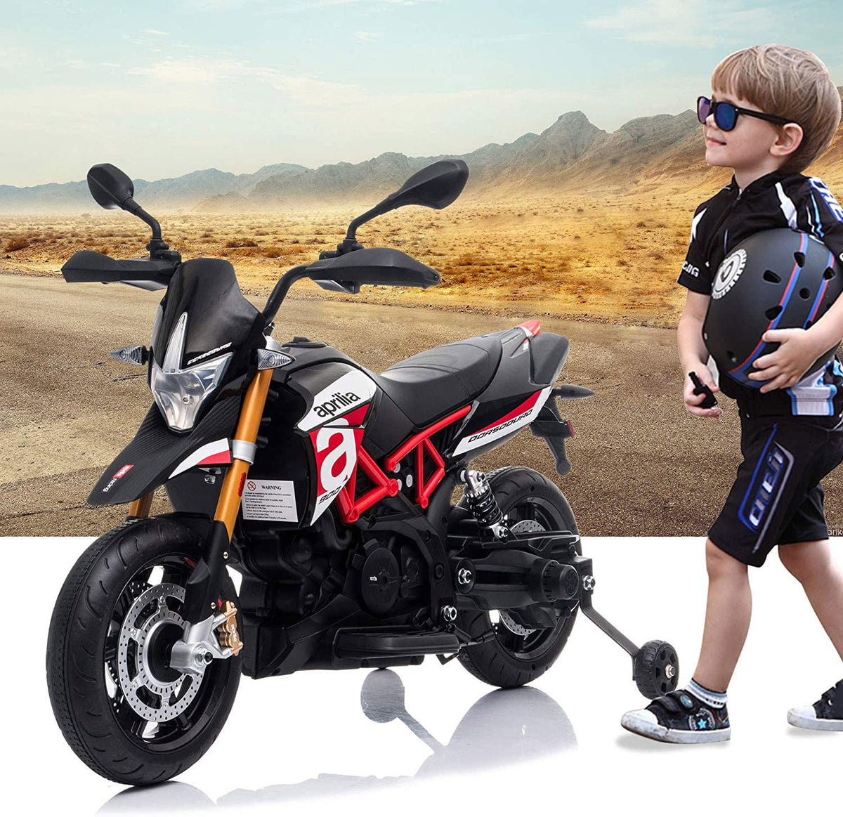 12V Kids Motorcycle Electric Ride-On Toy Car, Battery Operated Motorcycle for 2-6 Year Old